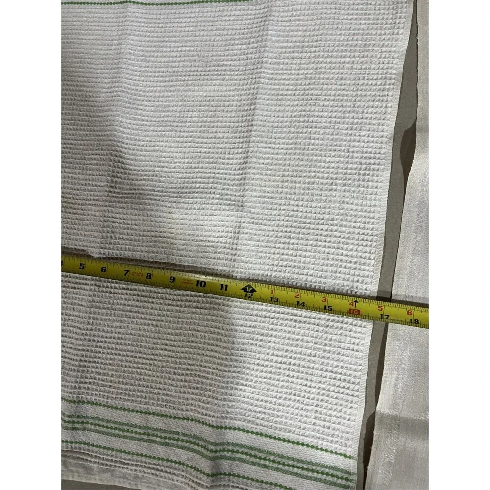 Vintage Linen Fringed Dresser Table Runner 40”x 21” And Cotton Dish Towel 24”x17